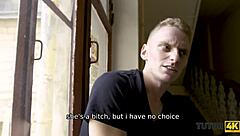 guy puts b on professor's head and fucks her