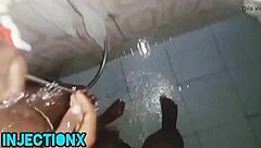 Blonde babe enjoys a steamy shower and hot sex with a hung stud