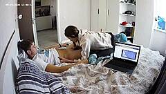 Amateur brunette euro chick babe at sucking & handjob