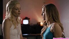 Blonde Fan Licks Brunette Wrestling Idol's Pussy While Face Sitting