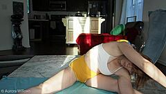 lesson 279: sexy granny mommy in yoga shows shaved cameltoe