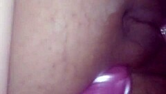 Chubby woman uses dildo on wet fat ass