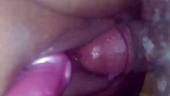 Chubby woman uses dildo on wet fat ass