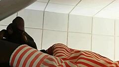 Black Gay Guy Boldly Strokes Cock At Public Urinal