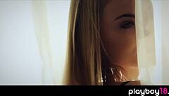 This busty blonde babe is fingering herself nicely