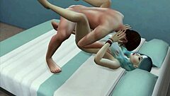 blue-haired girl watches movie with stepdad