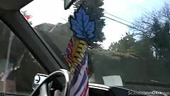 Victoria Sucks Guy's Cock in Car POV Public Spot