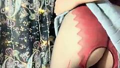 I enjoy the tempting uniform with open crotch stockings