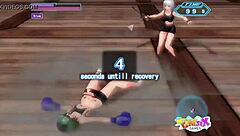 Teen fights in gamble game, revealing big tits and ass