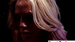 Tattooed milf Sarah casually stuffs her pussy with a red toy