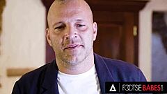 Shaved Blonde In Lingerie Bent Over For Big Cock