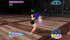 Teen fights in gamble game, revealing big tits and ass