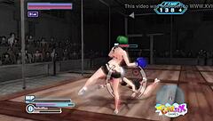 Teen fights in gamble game, revealing big tits and ass