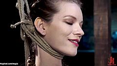 Hot Brunette Bound for Extreme Deepthroat Play