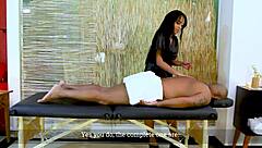 Naughty Girl Giving Massage with Cum in Mouth and Feet