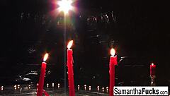 Samantha Saint and Victoria White Play with Candle Wax on Tits and Pussy