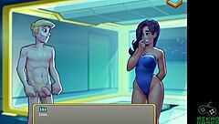 Out-of-this-world anal action with a brunette in zero gravity