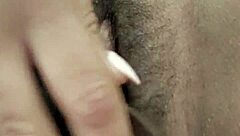 Slow Stroking Hairy Pussy Solo with BBC Until Cum