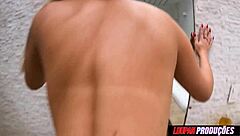 Teen takes cock and cum in mouth, riding pov