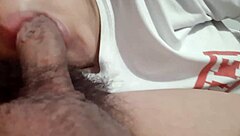 Pinay girlfriend gives detailed blowjob to her man's dick close up