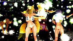 half-naked girls dance and sing in hentai cartoon