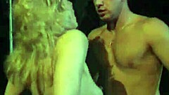 Curly blonde Melonie Moore sucks a hard cock and gets a cumshot on the Veranda