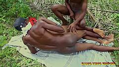 African Couple Enjoys Outdoor Doggystyle Riding