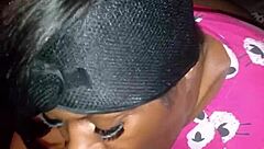 Sloppy bedtime blowjob on big black cock.