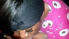 Sloppy bedtime blowjob on big black cock.