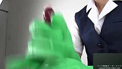 Intense handjob with latex gloves by japanese asian fetish performer