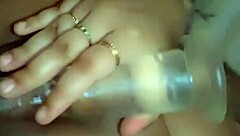 wow, teen plays with her messy shaven pussy!