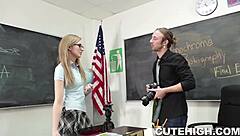 Alexa Grace with small tits sucks cock before getting boned in hardcore sex.