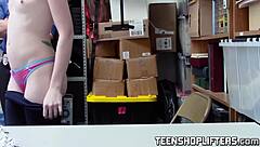 In the office, redhead teen Katy Kiss gets bent over and rides big cock. She ends with facial for theft.