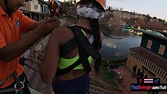 asian teen amateur fun with boyfriend in waterpark and sex afterwards