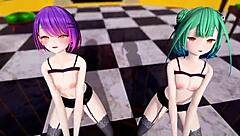 Rushia and Tocoyami's erotic MMD performance
