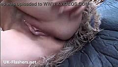 amateur redhead milf fingers pussy outdoors while flashing in public