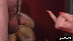 this babe is getting fucked by big black cock while her small cock guy watches