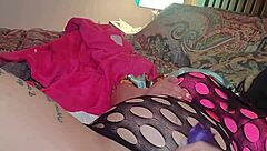 Sexy girl in lingerie uses dildo to squirt wetly on the water pole