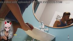 milf in 3d cartoon parody gives epic handjob in game