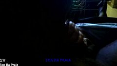 watching a reality show while getting a blowjob from a big black cock in the dark