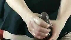 Sxydani with Big Tits Gives Wet Handjob on Huge Black Cock