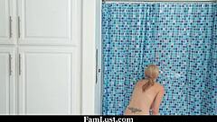 Stepmom nearly gets caught in a risky moment with stepson.