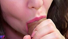 in this pov, she gives the sloppiest blowjob close up, ending with a cumshot