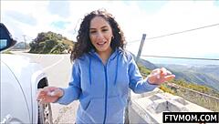 Latina milf flashing tits and ass in public?