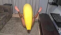 tattooed desi slut humps big banana with close ups