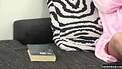 Horny brunette teen 18+ masturbates with toys