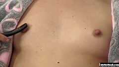 Horny brunette teen 18+ masturbates with toys