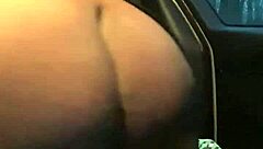 sexy bbw milf rips clothes and strips in the car, showing off her horny body