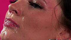 slutty honey feels jizz on her face