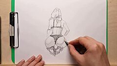 pencil drawing of a sexy girl in panties